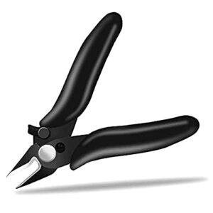 boenfu 3.5-in mini cutter with lock, micro wire cutter with spring, small snips - black