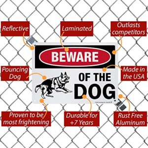 SmartSign Beware of Dog Sign - German Shepherd Signs for Fence/Wall | 10 x 14 Inches, Reflective Aluminum Metal, Dangerous Dog Warning