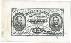 1863 fifteen cent united states fractional currency proof obverse