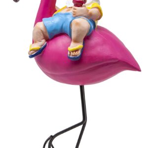 Funny Guy Mugs Garden Gnome Statue - Gnome and A Flamingo - Indoor/Outdoor Garden Gnome Sculpture for Patio, Yard or Lawn