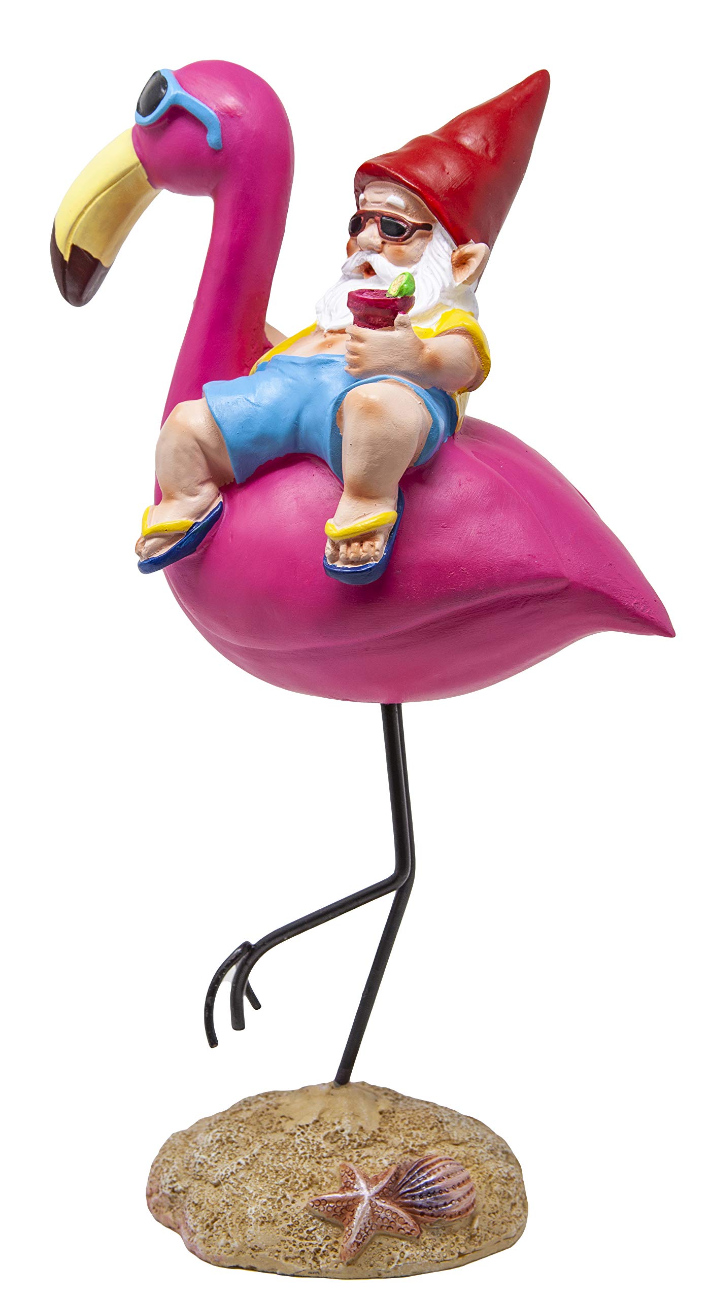 Funny Guy Mugs Garden Gnome Statue - Gnome and A Flamingo - Indoor/Outdoor Garden Gnome Sculpture for Patio, Yard or Lawn