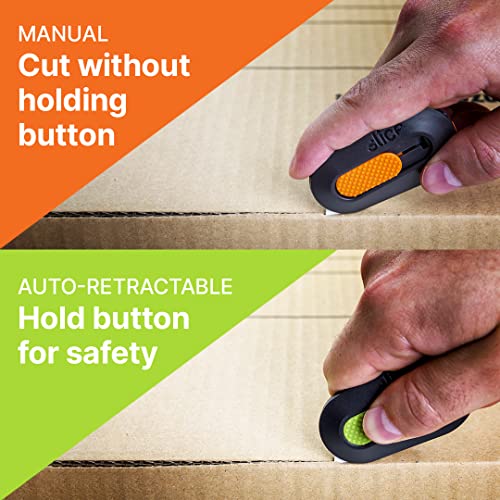 Slice Mini Box Cutter | Manual Retracting | Safe Ceramic Box Cutter Lasting 11x Longer than Metal | Keychain Box Opener | 1 Pack