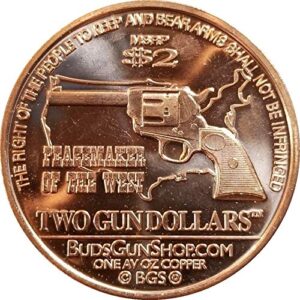 Jig Pro Shop Second Amendment Liberty Gun Dollar Series 1 oz .999 Pure Copper Round/Challenge Coin (2012 Colt .45 Revolver)