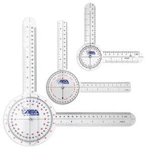 asa techmed 3 pcs goniometer set, 12, 8, 6 inch medical spinal goniometer angle protractor angle ruler