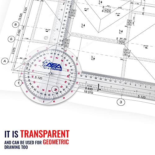 ASA TECHMED 3 Pcs Goniometer Set, 12, 8, 6 Inch Medical Spinal Goniometer Angle Protractor Angle Ruler