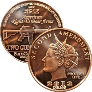 jig pro shop second amendment liberty gun dollar series 1 oz .999 pure copper round/challenge coin (2013 ar-15 rifle)