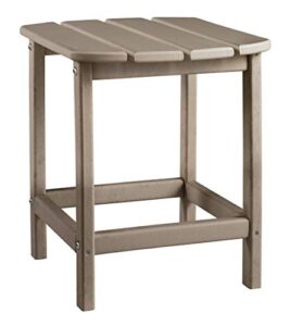 signature design by ashley sundown treasure outdoor patio hdpe weather resistant end table, brown