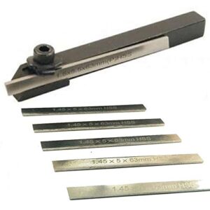 mini parting tool cut off holder with 6pcs hss blades for mini lathes 8mm shank