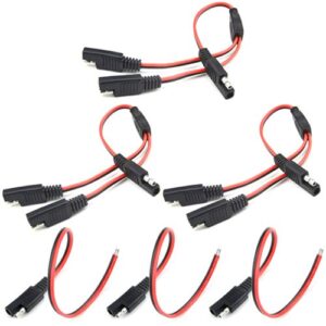 wmycongcong 3 pcs sae y splitter adapter cable sae to sae dc power automotive extension cable quick disconnect plug + 3 pcs 2 pin sae quick disconnect plug 18awg 300mm