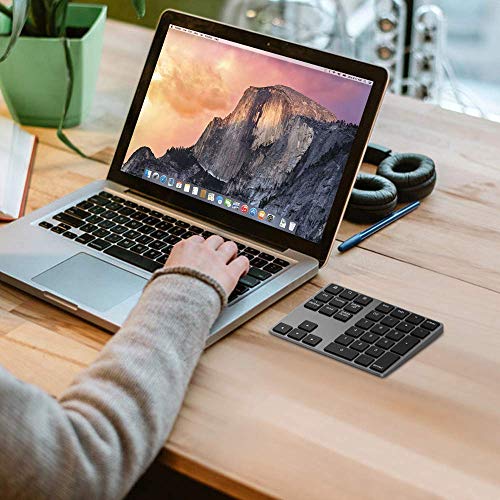 Bluetooth Number Pad, Lekvey Aluminum Rechargeable Wireless Numeric Keypad Slim 34-Keys External Numpad Keyboard Data Entry Compatible for Macbook, MacBook Air/Pro, iMac Windows Laptop Surface Pro etc