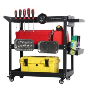 TANKSTORM Service Tool Cart 3-Tire Rolling, Industrial Commercial Service Cart-180 Lbs Capacity, No Drawer Included(TQ112)