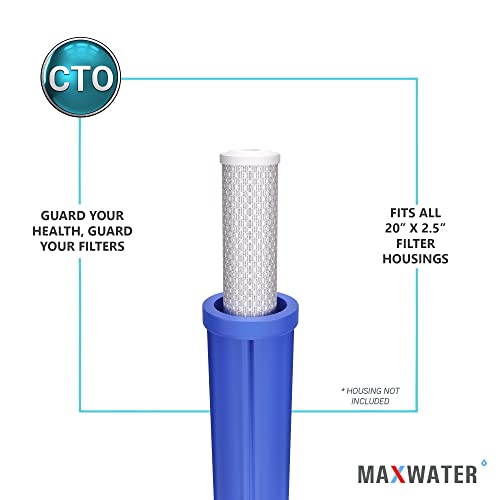 (4 Pack) 20" x 2.5" Carbon Block Water Filter Whole House Reverse Osmosis CTO Carbon 5 Micron compatible with 20" Slim Blue Whole House Water Filtration Systems