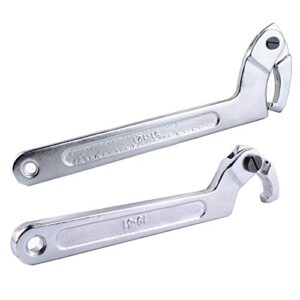 wadoy adjustable c spanner hook wrench chrome vanadium 3/4-2"(19-51mm)+2-4 3/4"(51-121mm) spanner set-used to tighten side slot nuts on collars, lock nuts and bearings
