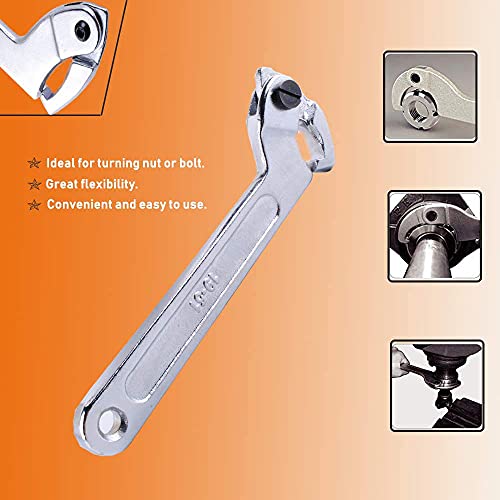 Wadoy Adjustable C Spanner Hook Wrench Chrome Vanadium 3/4-2"(19-51Mm)+2-4 3/4"(51-121Mm) Spanner Set-Used to Tighten Side Slot Nuts on Collars, Lock Nuts and Bearings