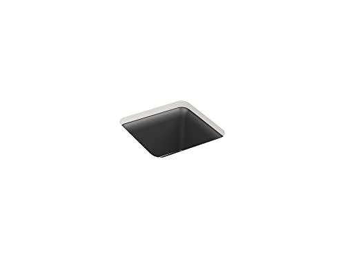 KOHLER K-8223-CM7 Cairn 15-1/2" Undermount Single-Bowl Bar Sink, Neoroc Composite Bar Kitchen Sink with Sink Rack, Matte Graphite