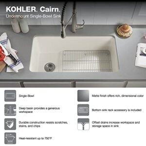 KOHLER K-8223-CM7 Cairn 15-1/2" Undermount Single-Bowl Bar Sink, Neoroc Composite Bar Kitchen Sink with Sink Rack, Matte Graphite