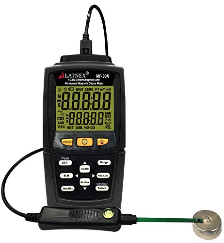 MF-30K AC/DC Gauss Meter with Certificate, Measures Magnetic Fields Strength and Pole(Residual Magnet, Permanent). Integrated High AC ElectroMagnetic Fields Level Measurement (<15000G/Milli Tesla)