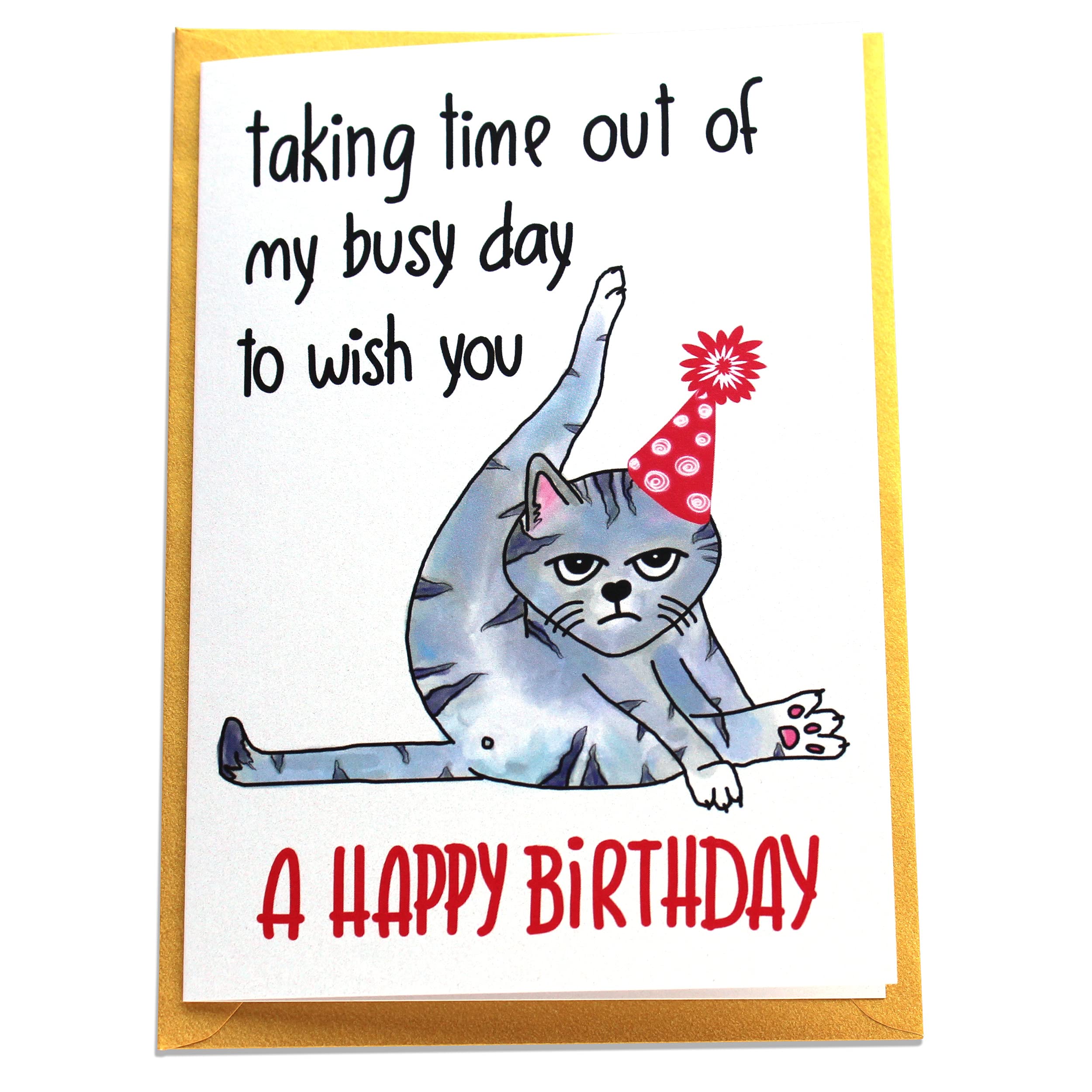 Taking Time out of My Busy Day to Wish You a Happy Purr-fect Birthday Handmade Card from Grumpy Cat, Funny Bday Gift for Cat Mom, Cat Dad or Cat Lover