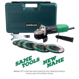 Metabo HPT Angle Grinder 4-1/2-Inch Includes 5 Grinding Wheels & Hard Case 6.2-Amp Motor Compact & Lightweight G12SR4