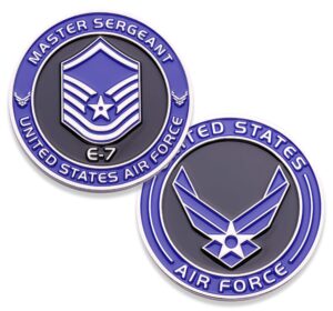 air force master sergeant e7 challenge coin! united states air force master sergeant rank military coin msgt. e-7 usaf challenge coin! designed by military veterans - officially licensed product!