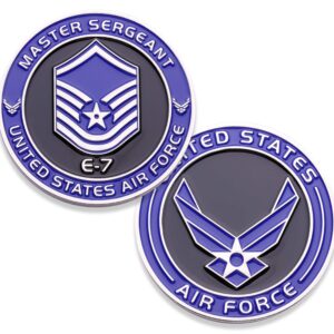 Air Force Master Sergeant E7 Challenge Coin! United States Air Force Master Sergeant Rank Military Coin MSGT. E-7 USAF Challenge Coin! Designed by Military Veterans - Officially Licensed Product!
