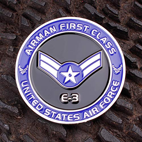 Air Force Airman First Class E3 Challenge Coin! United States Air Force Airman First Class Rank Military Coin. E-3 USAF Challenge Coin! Designed by Military Veterans - Officially Licensed Product!