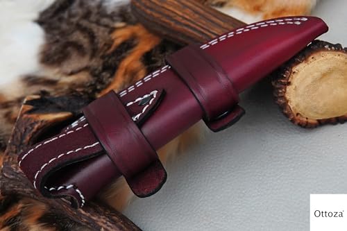 Ottoza Handmade Leather Knife Sheath Bushcraft Knife Sheath - Hunting Knife Sheath - Survival Knife - DUAL USAGE Vertical Knife Sheath or LEFT HAND Horizontal Sheath Brown TOP GRAIN LEATHER No:105