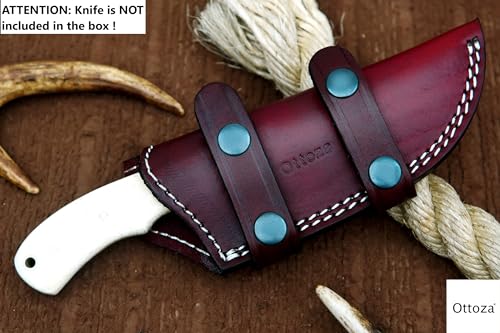 Ottoza Handmade Leather Knife Sheath Bushcraft Knife Sheath - Hunting Knife Sheath - Survival Knife - DUAL USAGE Vertical Knife Sheath or LEFT HAND Horizontal Sheath Brown TOP GRAIN LEATHER No:105