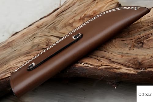 Ottoza Handmade Leather Knife Sheath SIDE DRAW Knife Sheath - Bushcraft Knife Sheath - Hunting Knife Sheath - Survival Knife Sheath - Vertical Knife Sheath Dark Brown TOP GRAIN LEATHER No:111