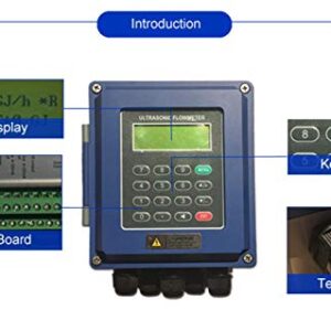 VTSYIQI Ultrasonic Flow Meter Flowmeter DN25mm-DN100mm TUF-2000B Wall Mounted Type RS485 Interface IP67 Protection TS-2 Transducer