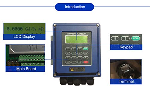 VTSYIQI Ultrasonic Flow Meter Flowmeter DN25mm-DN100mm TUF-2000B Wall Mounted Type RS485 Interface IP67 Protection TS-2 Transducer