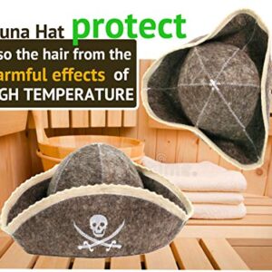 PetriStor Sauna Hat Pirate/Filibuster for Man Natural Felt 100% Natural Made in Ukraine