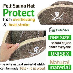 PetriStor Sauna Hat Pirate/Filibuster for Man Natural Felt 100% Natural Made in Ukraine