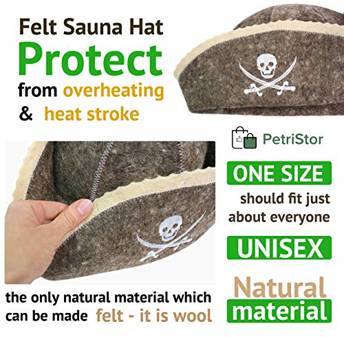 PetriStor Sauna Hat Pirate/Filibuster for Man Natural Felt 100% Natural Made in Ukraine