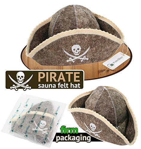 PetriStor Sauna Hat Pirate/Filibuster for Man Natural Felt 100% Natural Made in Ukraine