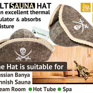 PetriStor Sauna Hat Pirate/Filibuster for Man Natural Felt 100% Natural Made in Ukraine