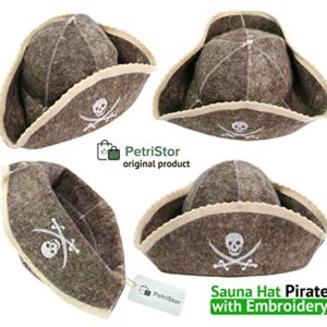 PetriStor Sauna Hat Pirate/Filibuster for Man Natural Felt 100% Natural Made in Ukraine