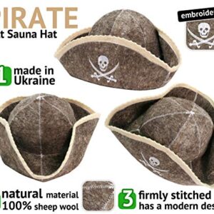 PetriStor Sauna Hat Pirate/Filibuster for Man Natural Felt 100% Natural Made in Ukraine