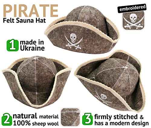 PetriStor Sauna Hat Pirate/Filibuster for Man Natural Felt 100% Natural Made in Ukraine