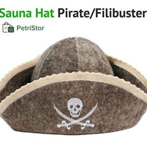 PetriStor Sauna Hat Pirate/Filibuster for Man Natural Felt 100% Natural Made in Ukraine