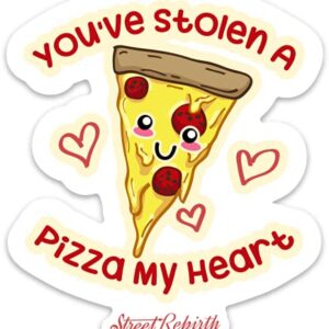 1 You've Stolen A Pizza My Heart Sticker - One 5 Inch WaterProof Vinyl - Funny Pun Decal For Hydro Flask Skateboard Laptop etc