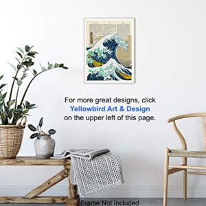 Wave off Kanagawa Japanese Wall Art Print on Dictionary Photo - Ready to Frame (8X10) Vintage Photo - Great Gift for Surfers - Cool Home Decor