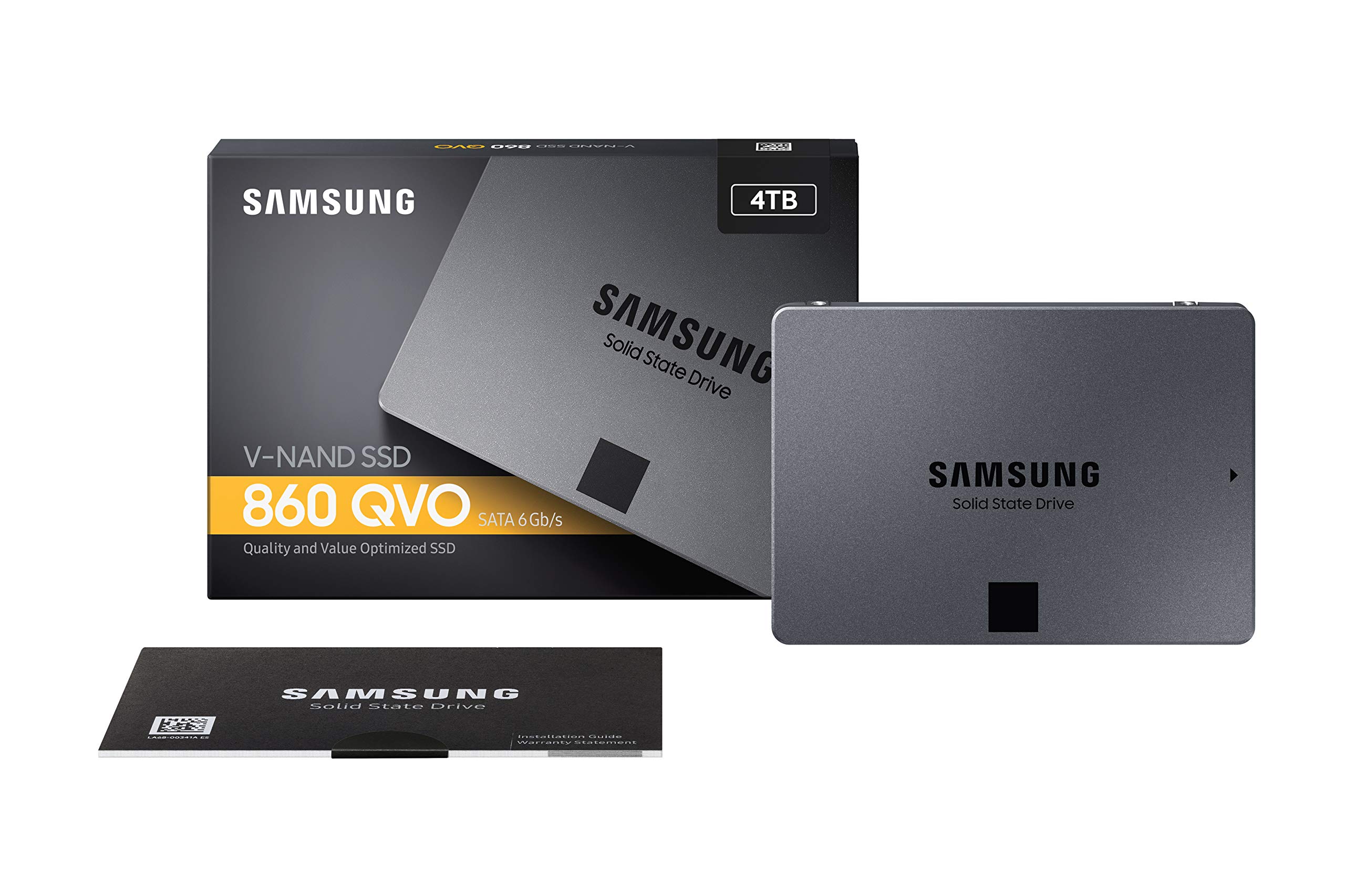 Samsung 860 QVO SSD 4TB - 2.5 Inch SATA 3 Internal Solid State Drive with V-NAND Technology (MZ-76Q4T0B/AM), Gray