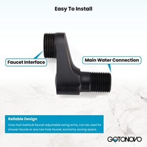 gotonovo Oil Rubbed Bronze Wall Mount 3-3/8 Inch Adapter Claw Foot Bathtub Faucet Adjustable Swing Arms 1 Pair