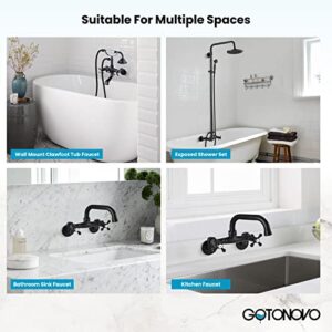 gotonovo Oil Rubbed Bronze Wall Mount 3-3/8 Inch Adapter Claw Foot Bathtub Faucet Adjustable Swing Arms 1 Pair
