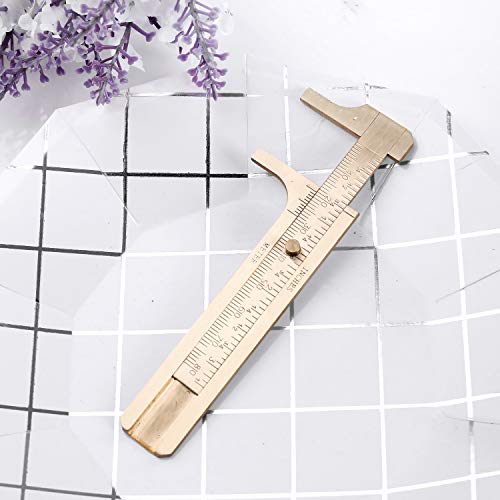 Juland Retro Vernier Caliper Copper Alloy Mini Brass Sliding Pocket Caliper Metal Double Scale for Measuring Gemstones and Jewelry Components Bead Wire Guitar Repair 80 mm /3.15"