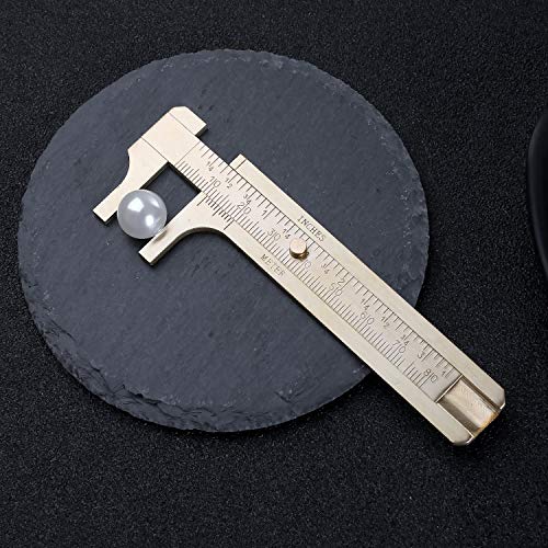 Juland Retro Vernier Caliper Copper Alloy Mini Brass Sliding Pocket Caliper Metal Double Scale for Measuring Gemstones and Jewelry Components Bead Wire Guitar Repair 80 mm /3.15"