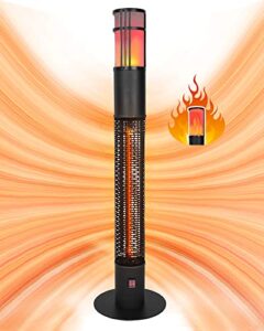star patio outdoor freestanding electric patio heater with led flame light, column outdoor heater suitable as a balcony heater, christmas party heater, perfect for outdoor decoration, 1588-rdmf