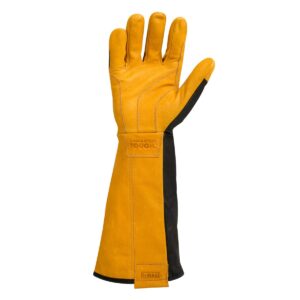 Dewalt Premium Leather Welding Gloves, Fire/Heat Resistant, Gauntlet-Style Cuff, Elastic Wrist, Medium