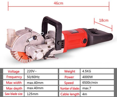 JIAN YA NA Wall Groove Cutting Machine 220V 40MM Electric Wall Chaser Groove Cutting Machine Concrete Cutter Notcher Groover Slotting Machine Large 4KW (Slotting Machine)